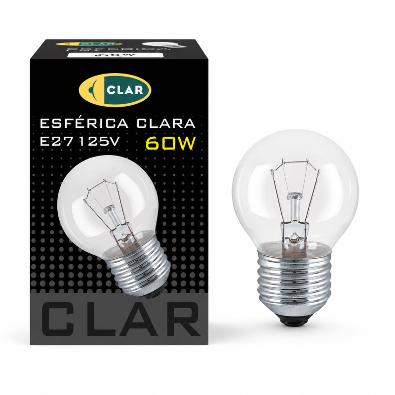 Bombilla Esférica E27 Clara Incandescente 60W