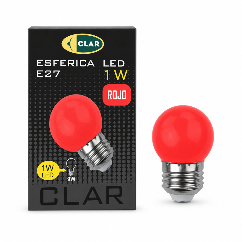 ESFERICA LED E27 1W 230V ROJA