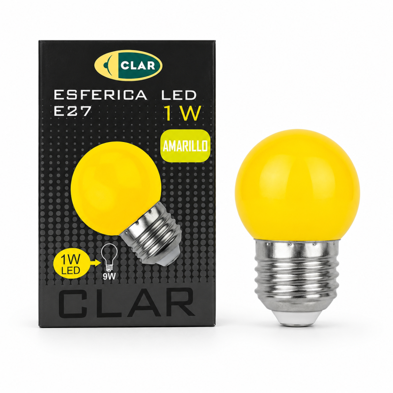 ESFERICA LED E27 1W AMARILLA
