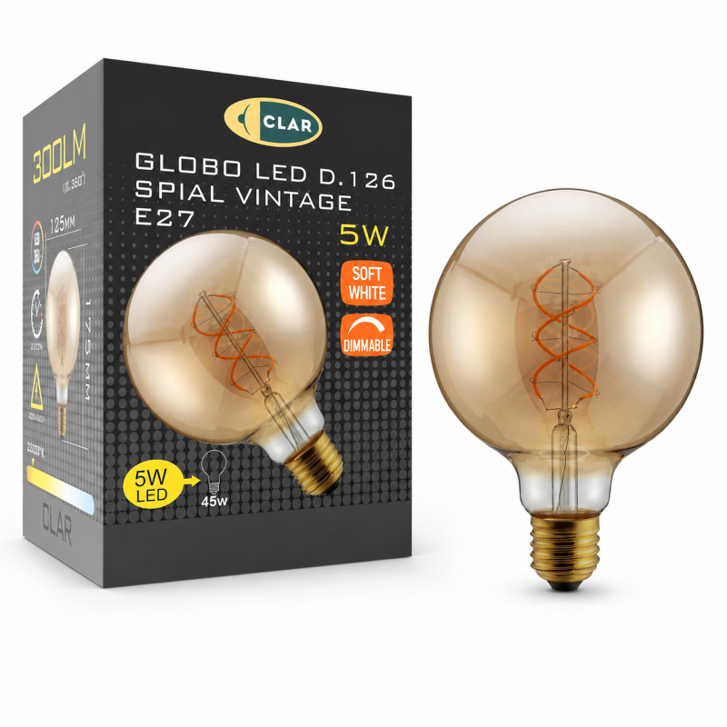 GLOBO Ø125 VINTAGE AMBER REGUL. 5W E27