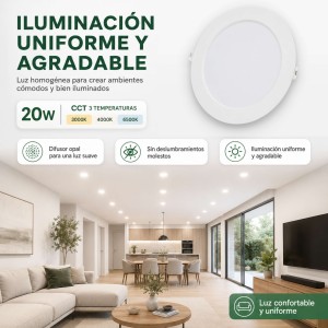 Downlight LED Techo Empotrable 20W Tonalidades CCT