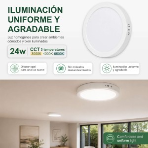 Downlight LED Techo Superficie 24W 3 Tonalidades CCT