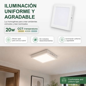 Downlight LED Superficie 20W