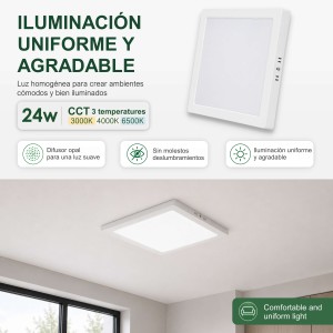 Downlight LED Superficie 24W 3 Tonalidades CCT