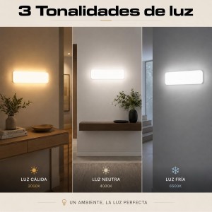 Plafon LED Techo, Plafon LED Techo Rectangular, 3 Tonalidades Seleccionables CCT