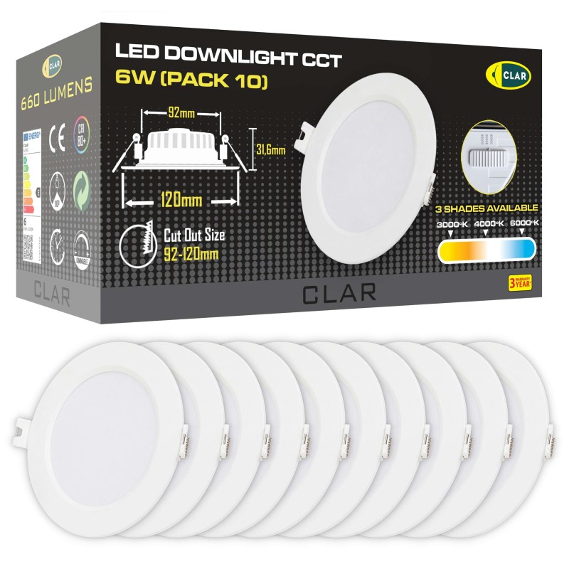 Downlight LED Techo Empotrable 6W, Foco Interior, Driver Incluido, 3 Tonalidades CCT