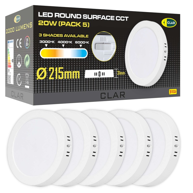Downlight LED Techo Superficie 20W 3 Tonalidades CCT